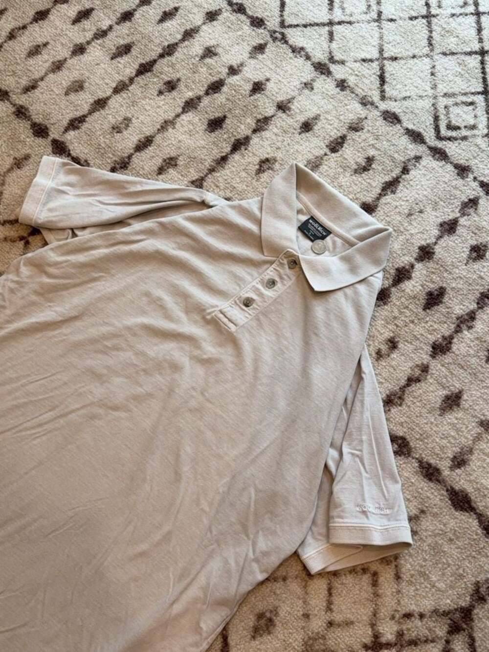 Woolrich Men's Short Sleeve Polo Shirt Beige Size Large